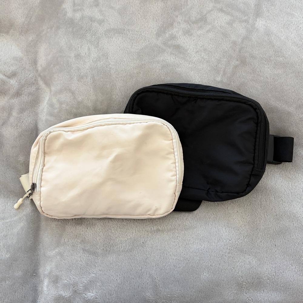 Black & Cream Nylon Fanny Pack / Crossbody bag
